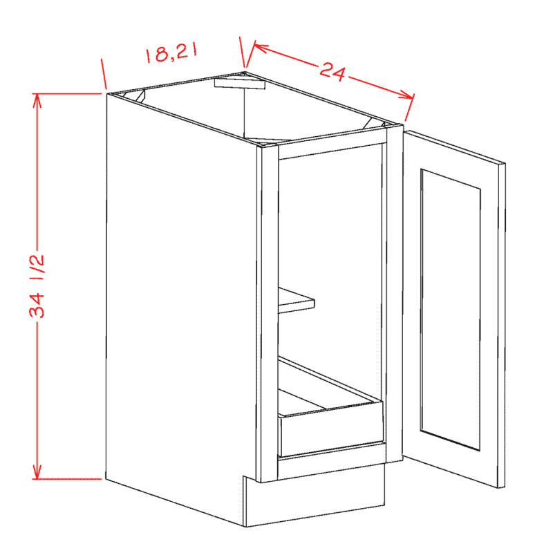BASE FULL HEIGHT WITH 1 ROLL OUT SHELF - 18