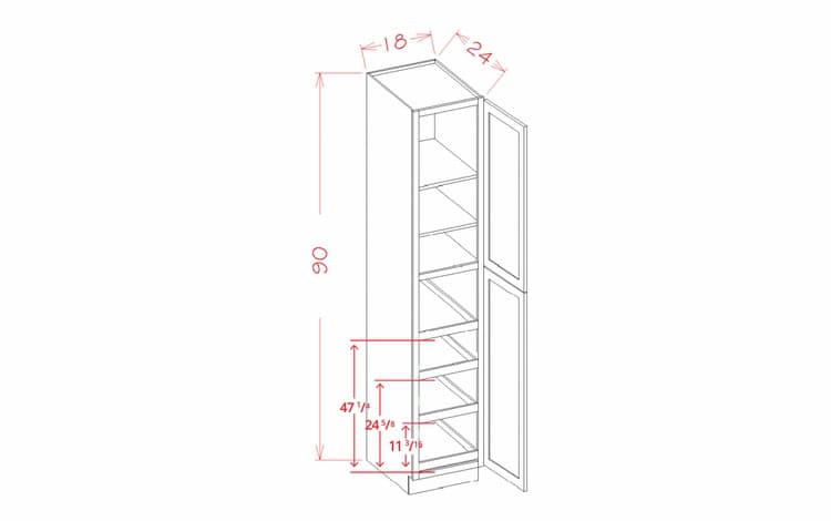 Utility Cabinets - 4 Doors with Rollout Shelves - 18W X 90H